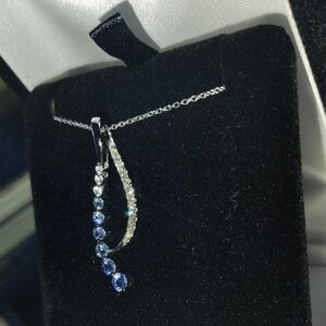 Stunning 14k Gold Natural Diamond 💎 Blueberry  🫐 Sapphire